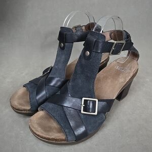 Dansko Dominique T Strap Black Heel Sandals Ankle Womens Sz 41